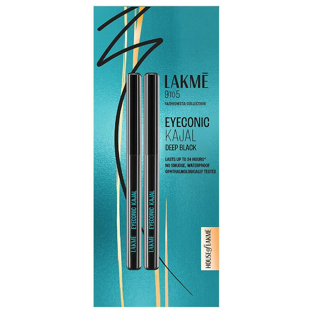 Image of Lakme Eyeconic Kajal Twin – Deep Black Shade, 0.35 g Each (Pack of 2
