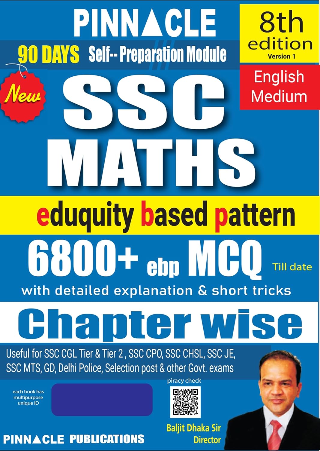 Image of Pinnacle SSC Maths 6800+ EBP MCQ Book 2026 (English Medium) – 8th Edition | Eduquity-Based New Pattern