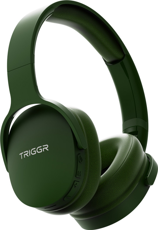 Image of TRIGGR Trinity 2 Wireless On-Ear Bluetooth Headphones with ENC & Fast Charging (Jungle Green)