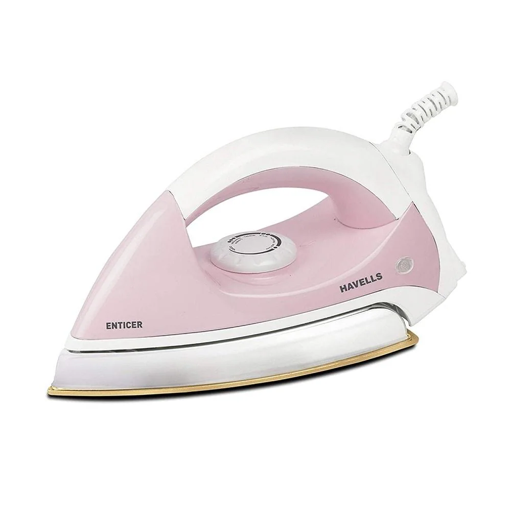 Image of Havells Enticer 1000W Dry Iron with 360° Swivel & PTFE Soleplate (Rose Pink)